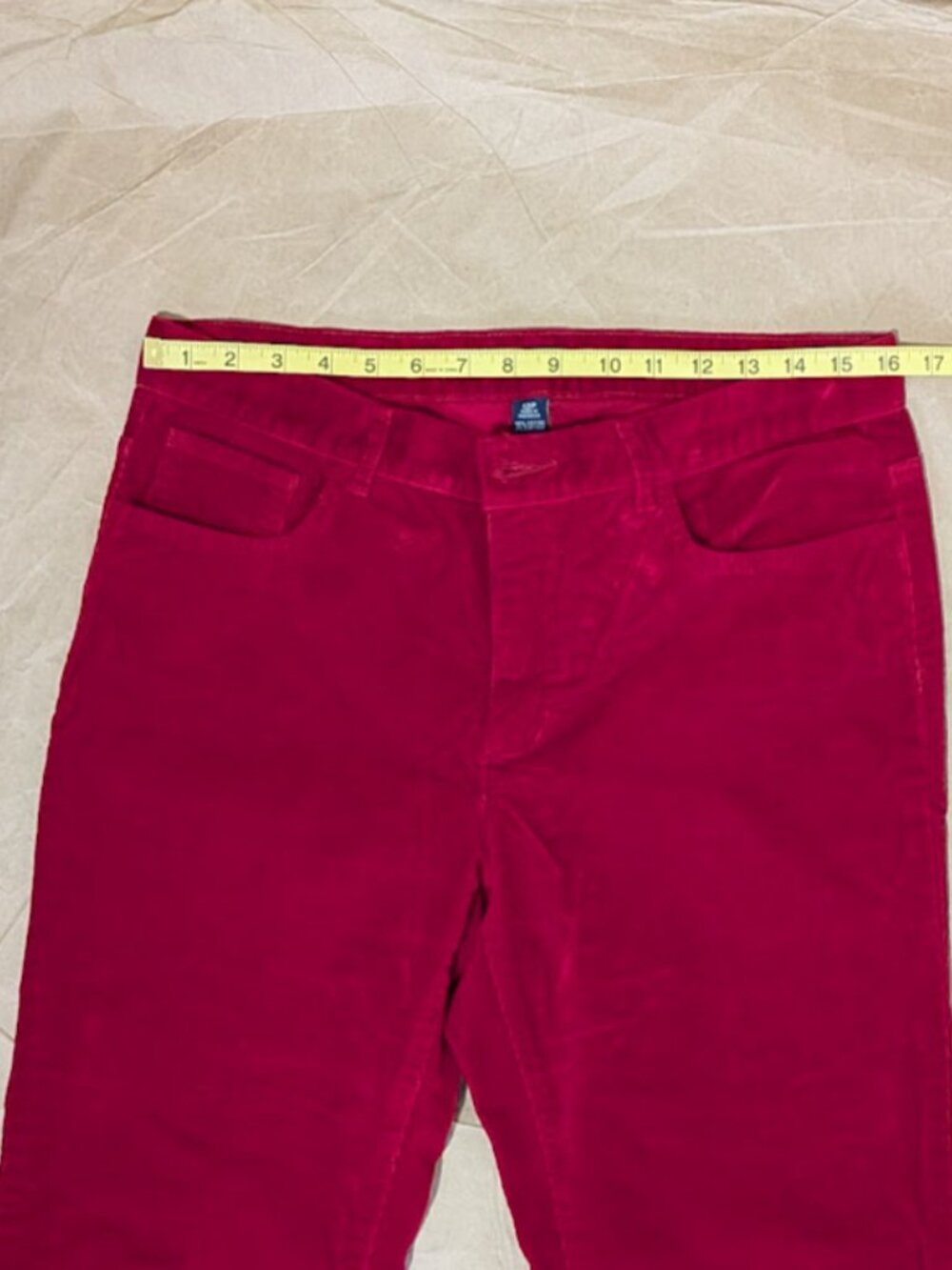 Share CHAPS women's red corduroy straigh-leg mid-rise cotton blend size 12P pant - Picture 2 of 5